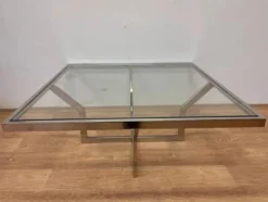Table basse en chrome Jean Charles Maison design milieu de siècle XXL - années 1970
