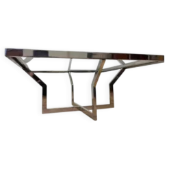 Table basse en chrome Jean Charles Maison design milieu de siècle XXL - années 1970