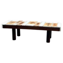 Table basse en céramique blanche Roger Capron