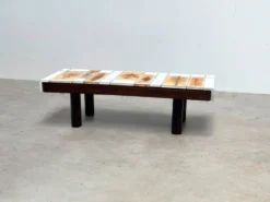 Table basse en céramique blanche Roger Capron