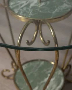 Table basse en laiton doré et verre des années 1950, design italien.