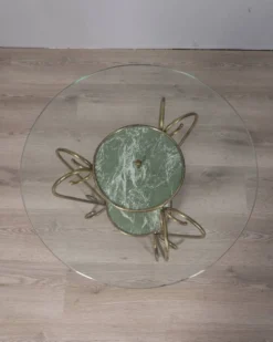 Table basse en laiton doré et verre des années 1950, design italien.
