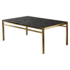 Table basse en laiton vintage de style moderne italien des années 1970 avec plateau en pierre.