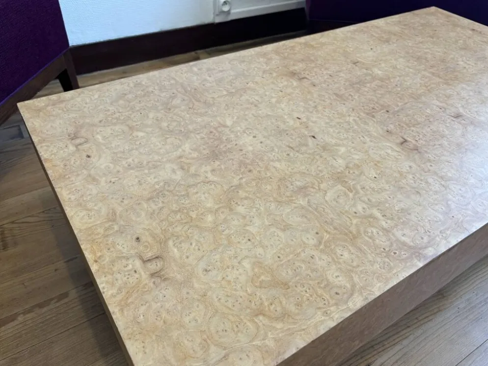 Table basse en loupe d’orme vintage