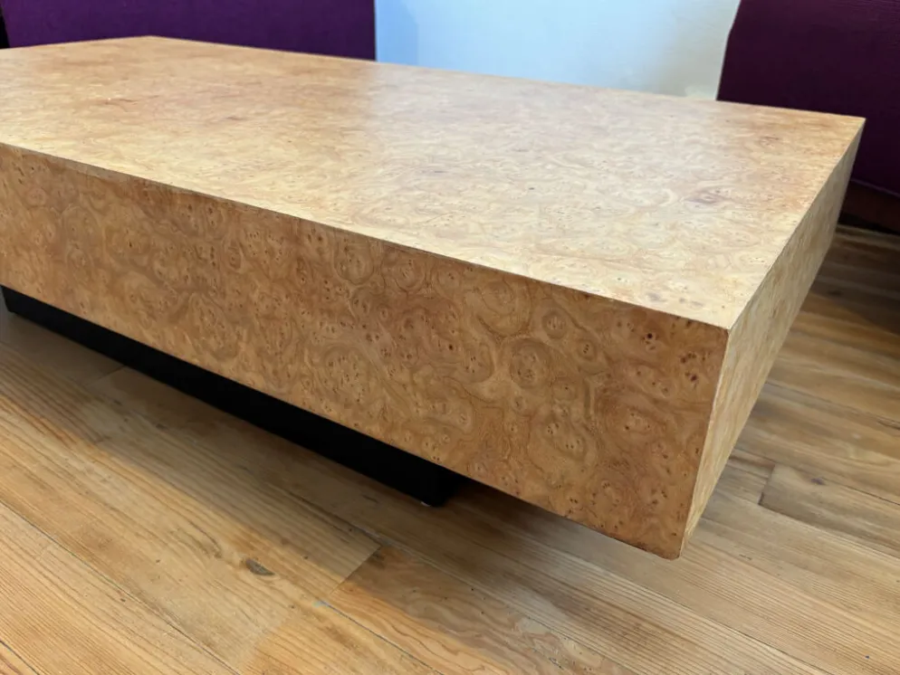 Table basse en loupe d’orme vintage