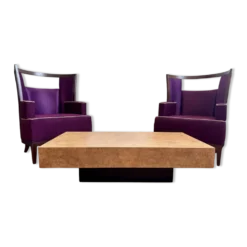 Table basse en loupe d’orme vintage