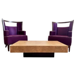 Table basse en loupe d’orme vintage