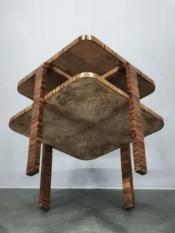 Table basse en noyer à deux niveaux Art Déco des années 1930, Tchécoslovaquie