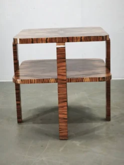Table basse en noyer à deux niveaux Art Déco des années 1930, Tchécoslovaquie