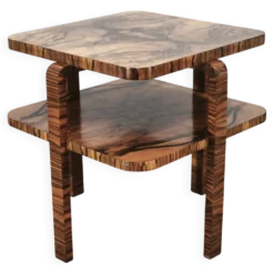 Table basse en noyer à deux niveaux Art Déco des années 1930, Tchécoslovaquie