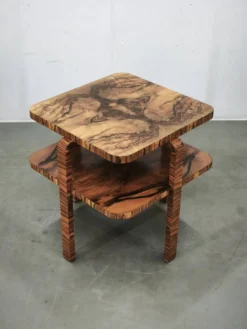 Table basse en noyer à deux niveaux Art Déco des années 1930, Tchécoslovaquie