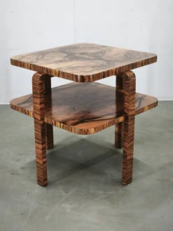 Table basse en noyer à deux niveaux Art Déco des années 1930, Tchécoslovaquie