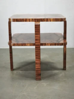 Table basse en noyer à deux niveaux Art Déco des années 1930, Tchécoslovaquie
