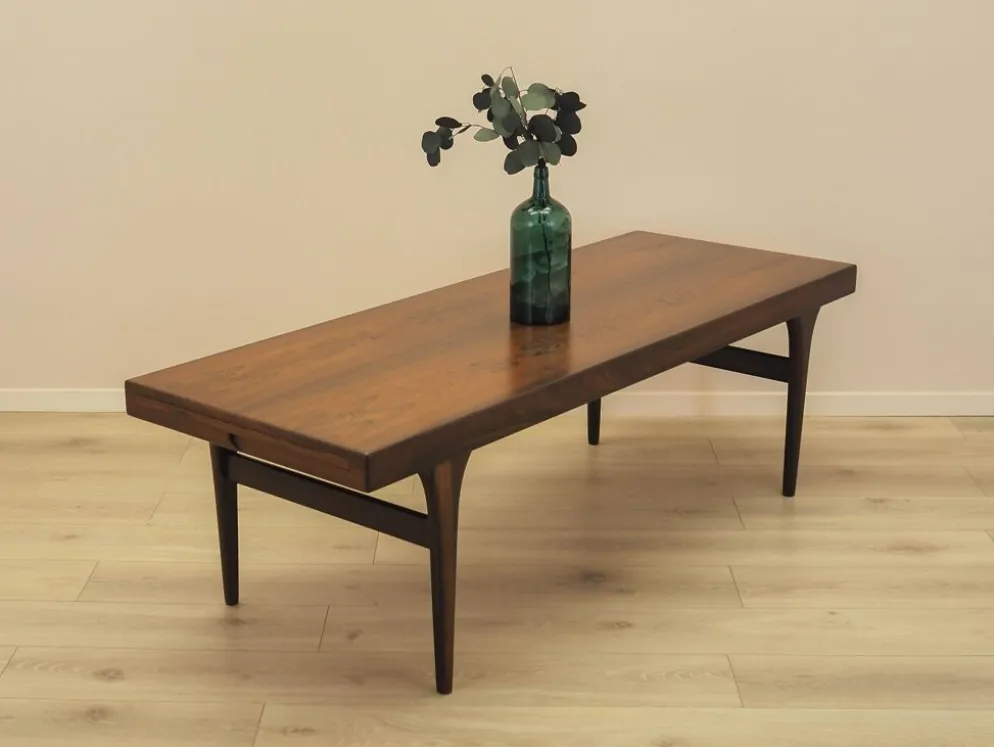 Table basse en palissandre CFC Silkeborg avec plateau escamotable, années 1960.