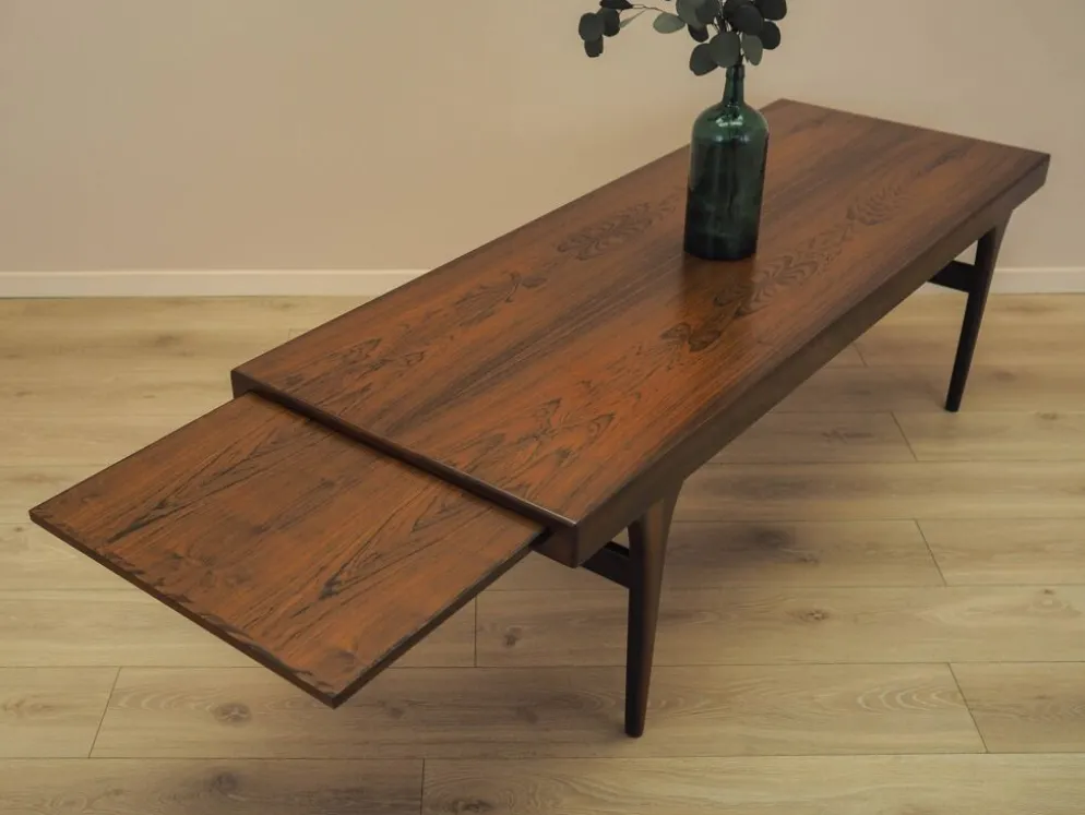 Table basse en palissandre CFC Silkeborg avec plateau escamotable, années 1960.