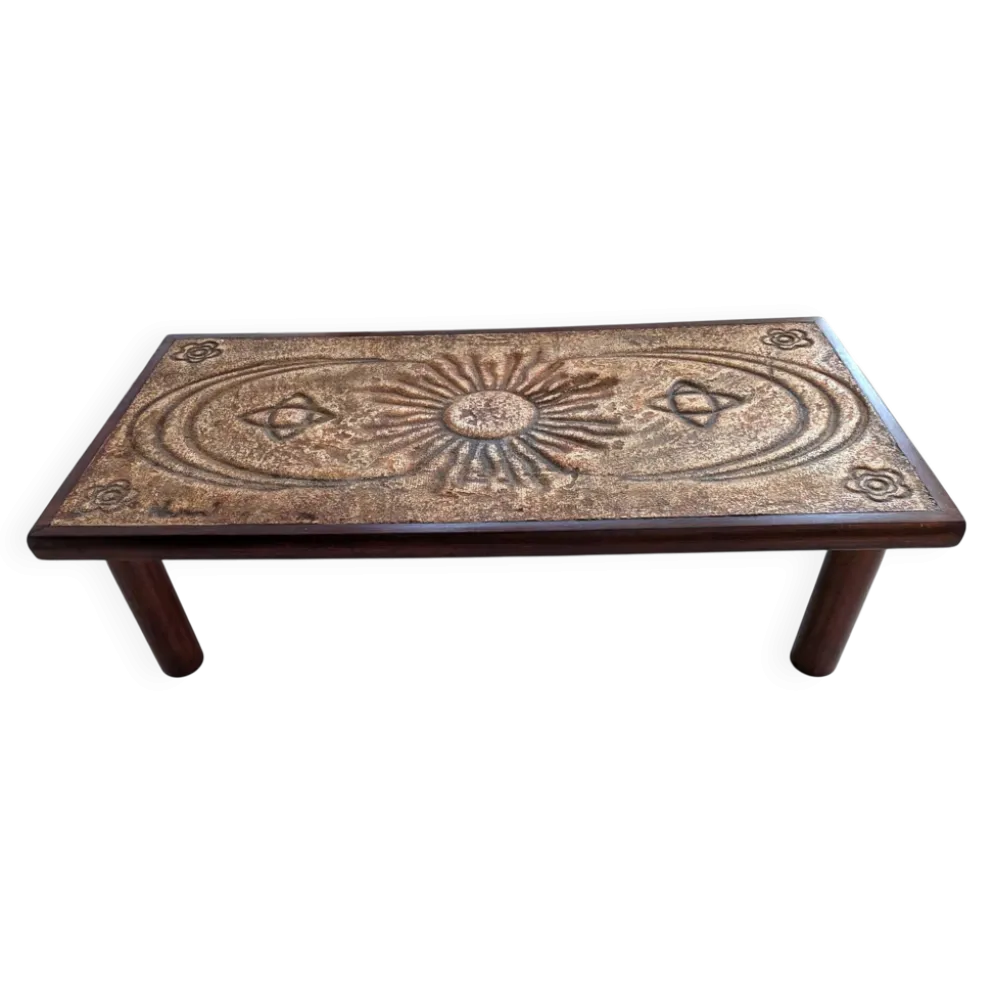 Table basse en pierre de lave émaillée de François Chaty