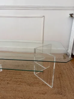 Table basse en Plexiglas et verre vintage