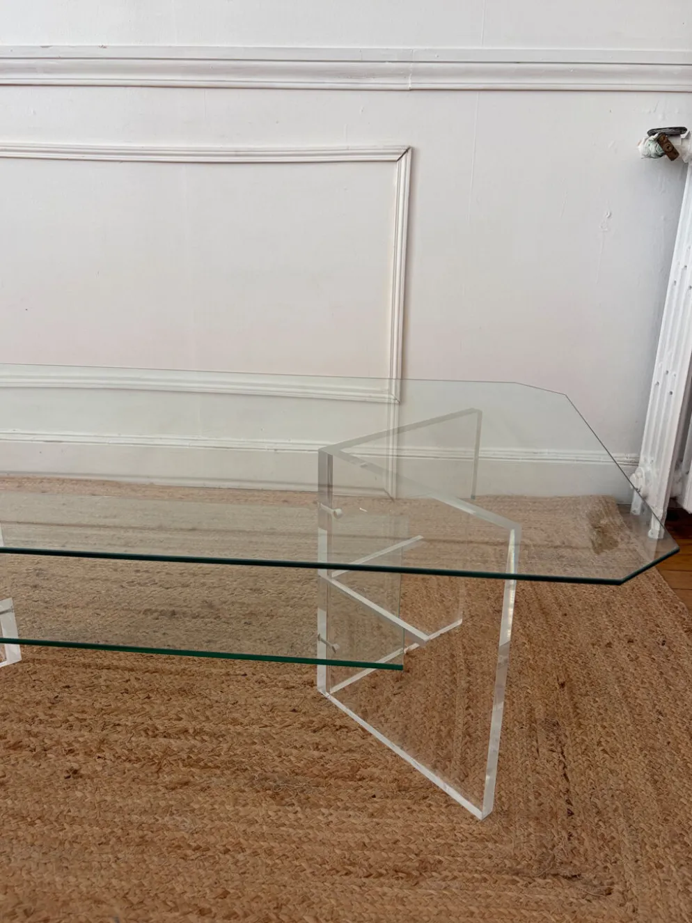 Table basse en Plexiglas et verre vintage