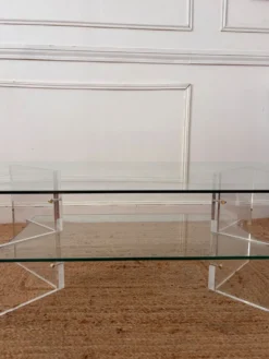 Table basse en Plexiglas et verre vintage