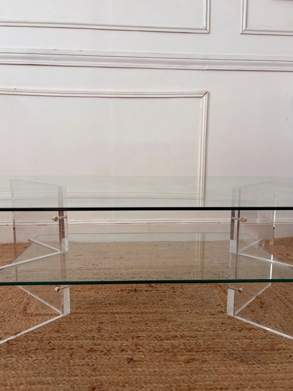 Table basse en Plexiglas et verre vintage