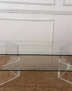 Table basse en Plexiglas et verre vintage