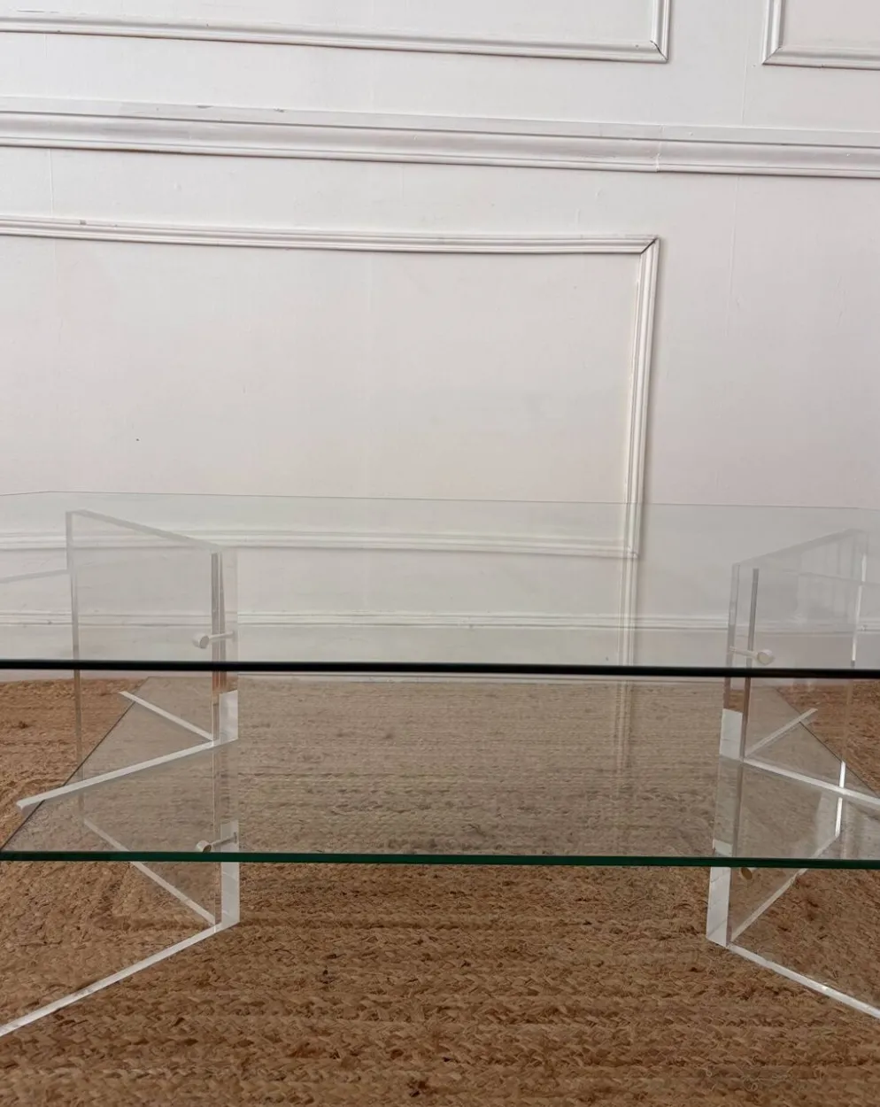 Table basse en Plexiglas et verre vintage