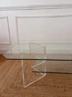 Table basse en Plexiglas et verre vintage