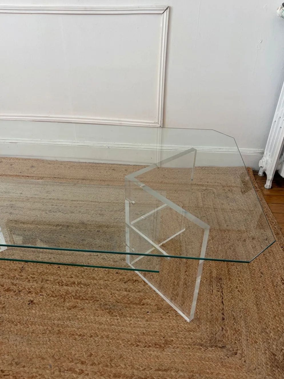 Table basse en Plexiglas et verre vintage