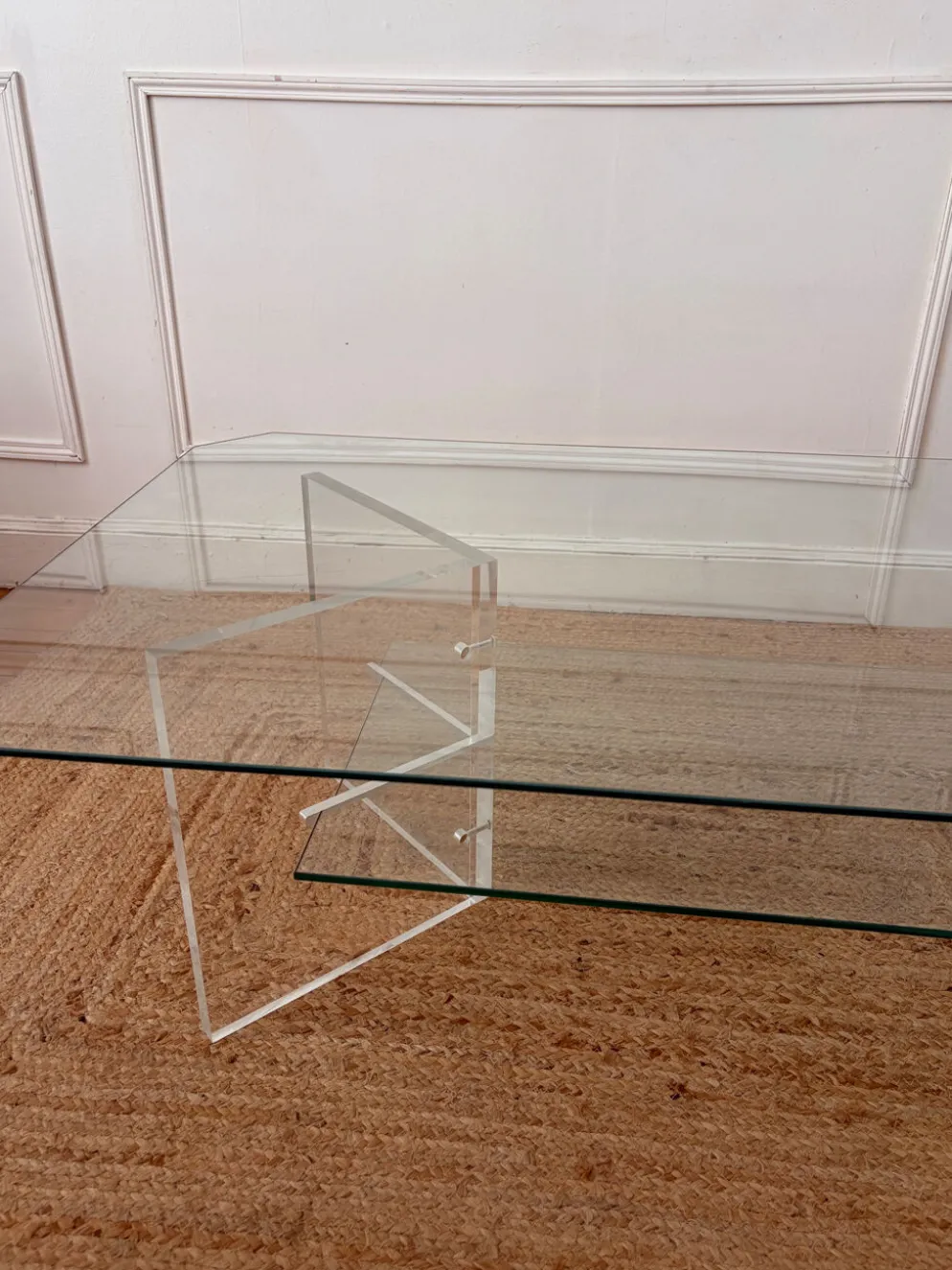 Table basse en Plexiglas et verre vintage
