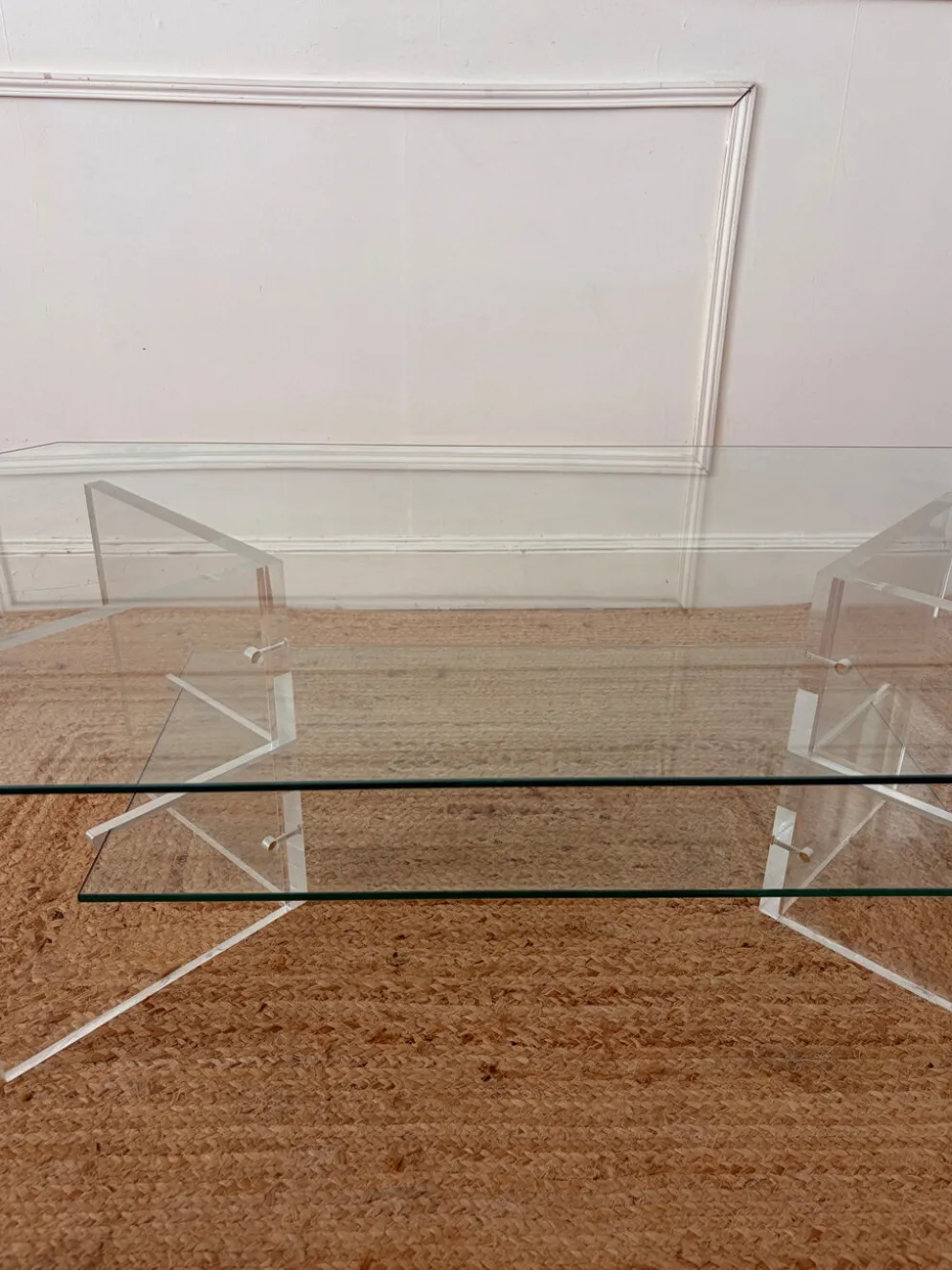 Table basse en Plexiglas et verre vintage