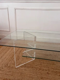 Table basse en Plexiglas et verre vintage
