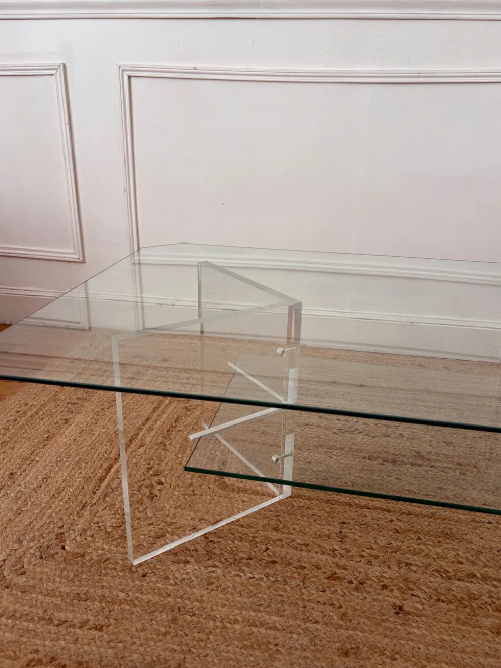 Table basse en Plexiglas et verre vintage