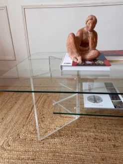Table basse en Plexiglas et verre vintage