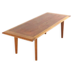 Table basse en teck avec chêne - moderne du milieu du siècle - vintage