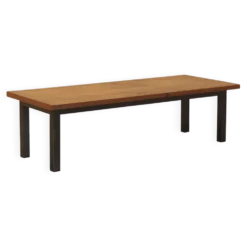 Table basse en teck danois avec base en métal, années 1960