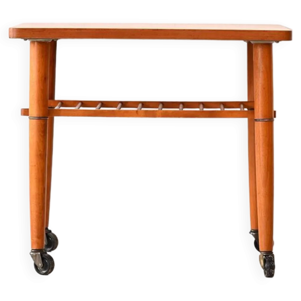 Table basse en teck à roulettes des années 1960