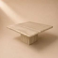 Table basse en travertin italien vintage, années 1970