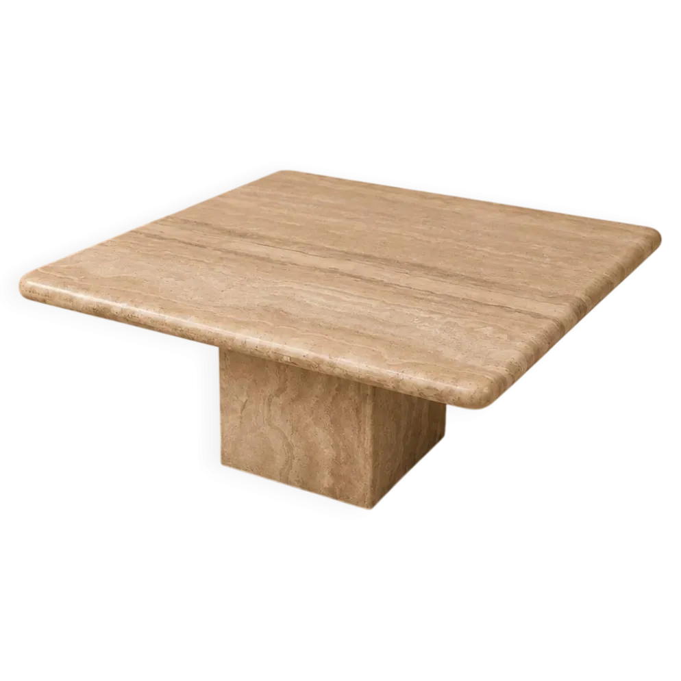 Table basse en travertin italien vintage, années 1970