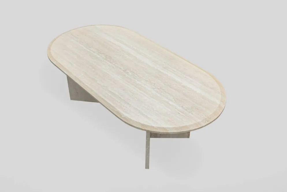 Table basse en travertin italien vintage, années 1970.