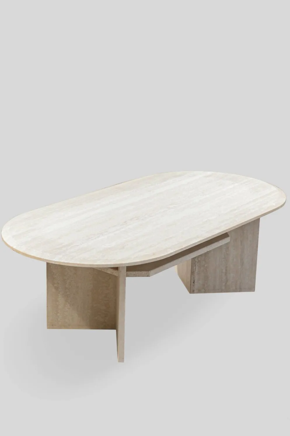 Table basse en travertin italien vintage, années 1970.