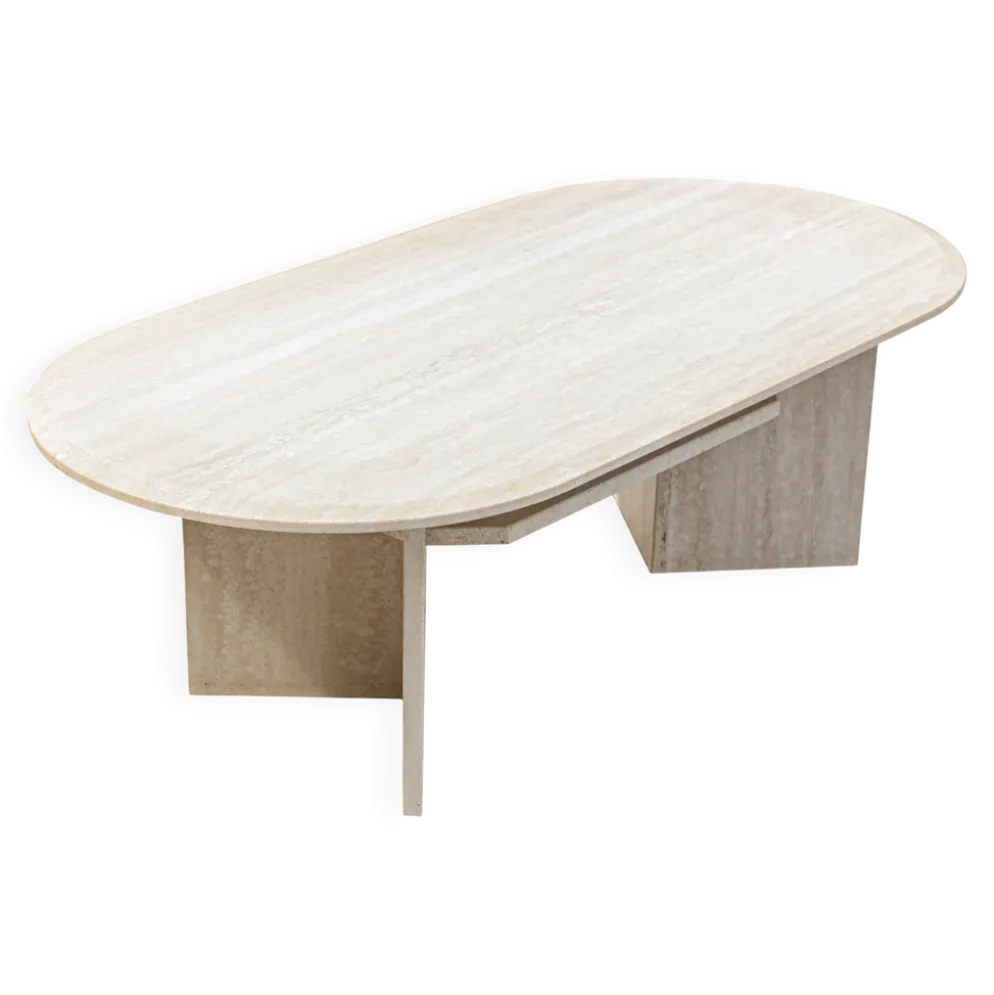 Table basse en travertin italien vintage, années 1970.