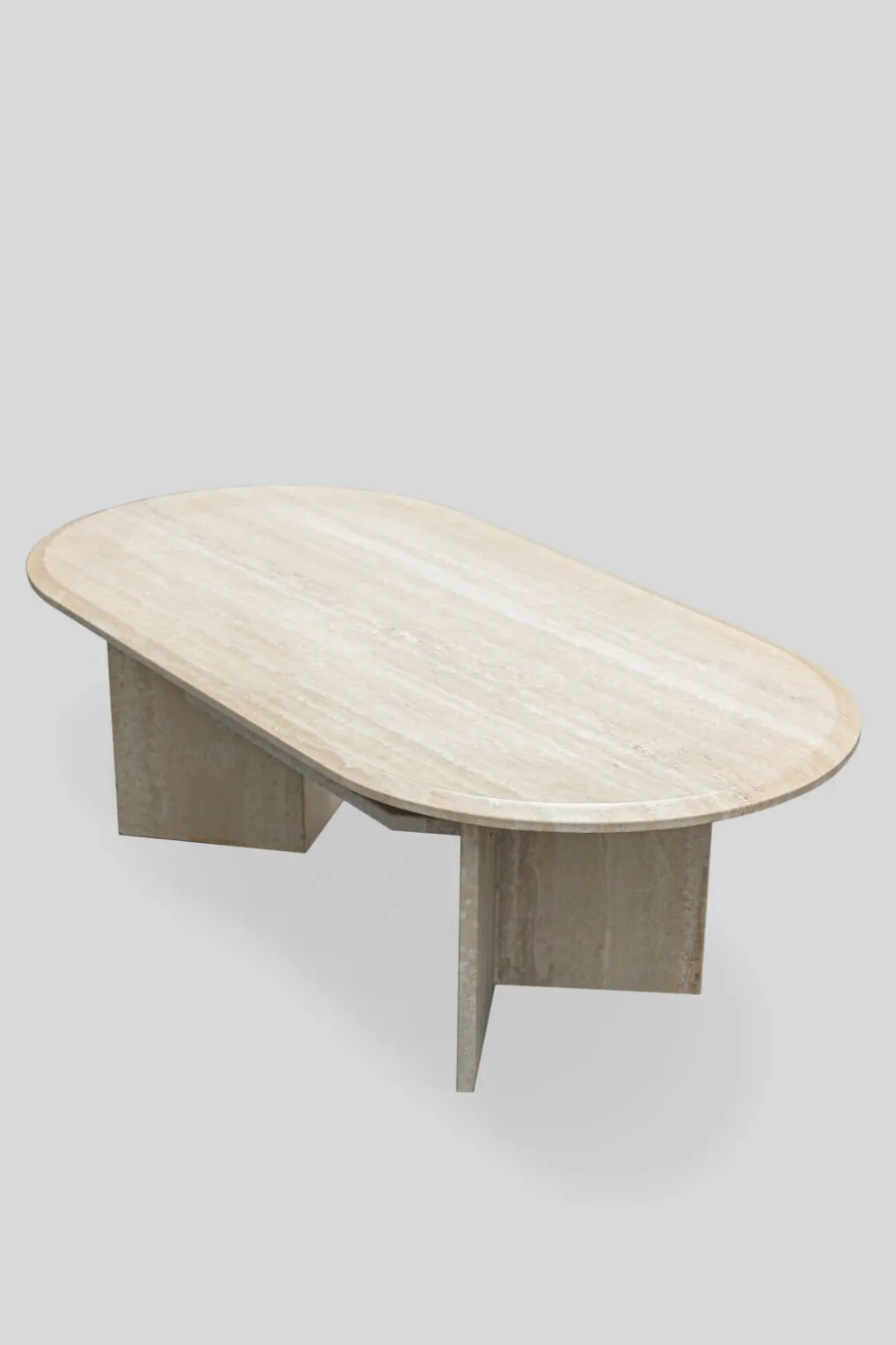 Table basse en travertin italien vintage, années 1970.