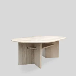 Table basse en travertin italien vintage, années 1970.