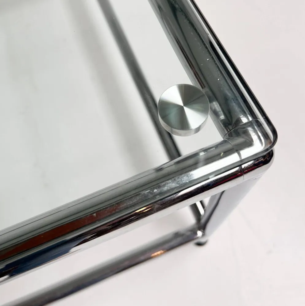 Table basse en verre carré 71 x 71 cm, années 1990