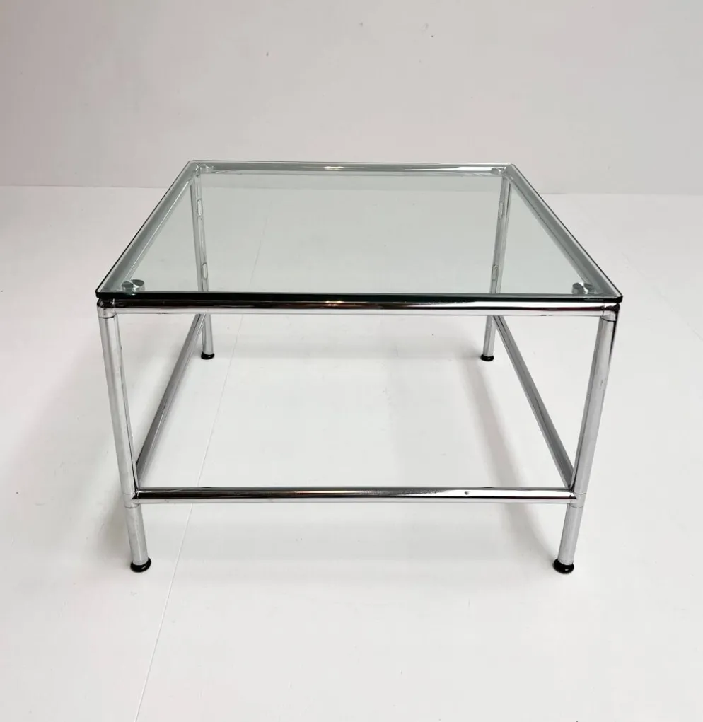 Table basse en verre carré 71 x 71 cm, années 1990