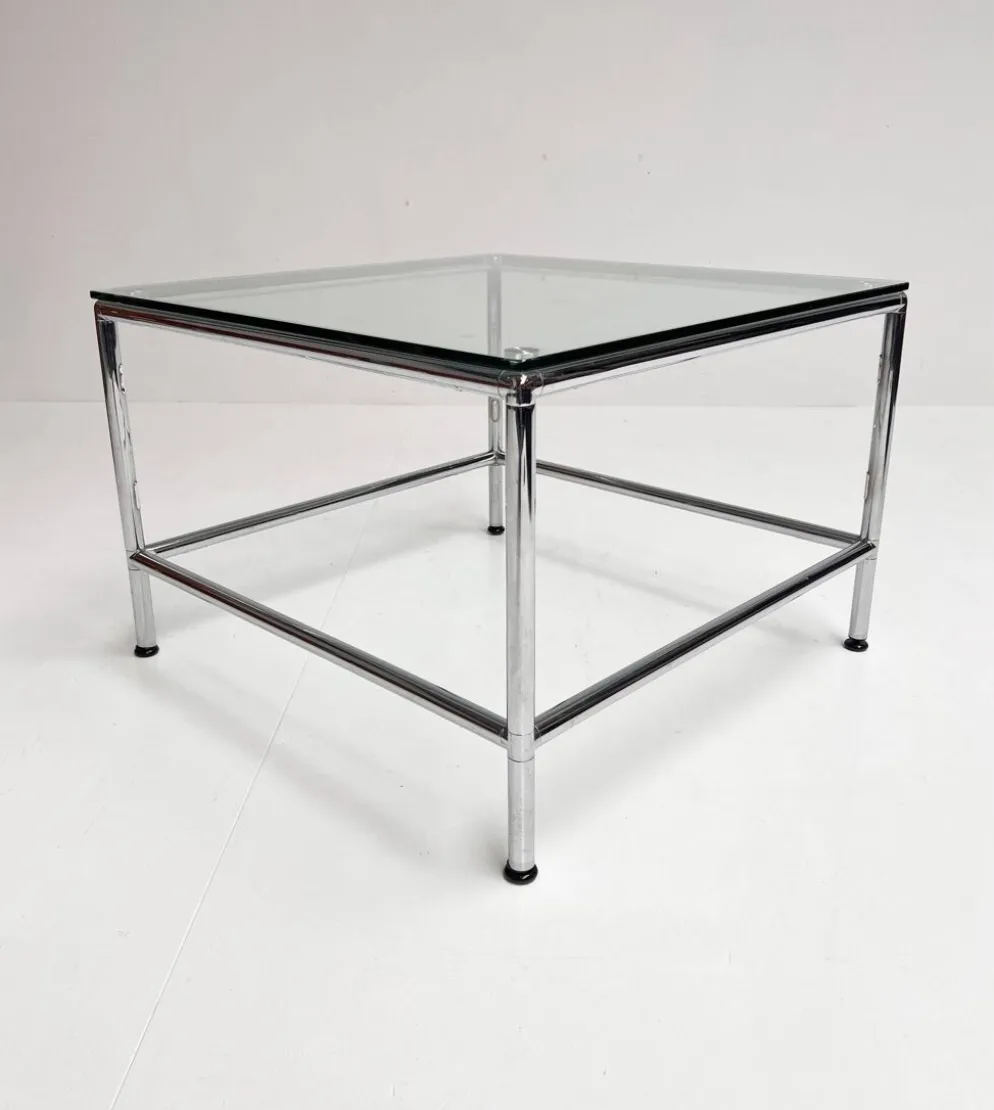 Table basse en verre carré 71 x 71 cm, années 1990