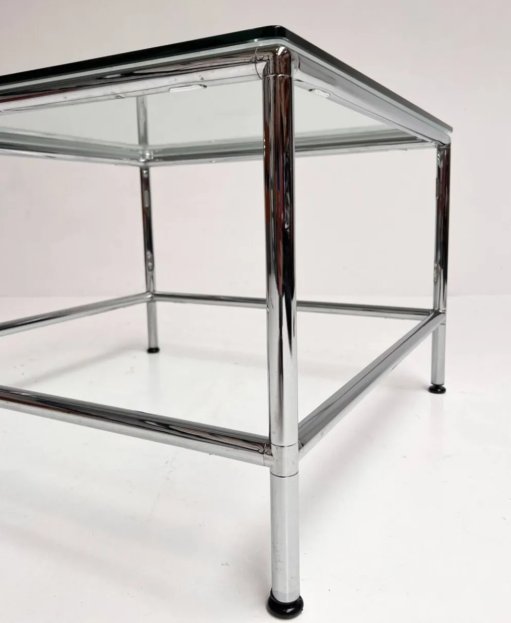 Table basse en verre carré 71 x 71 cm, années 1990