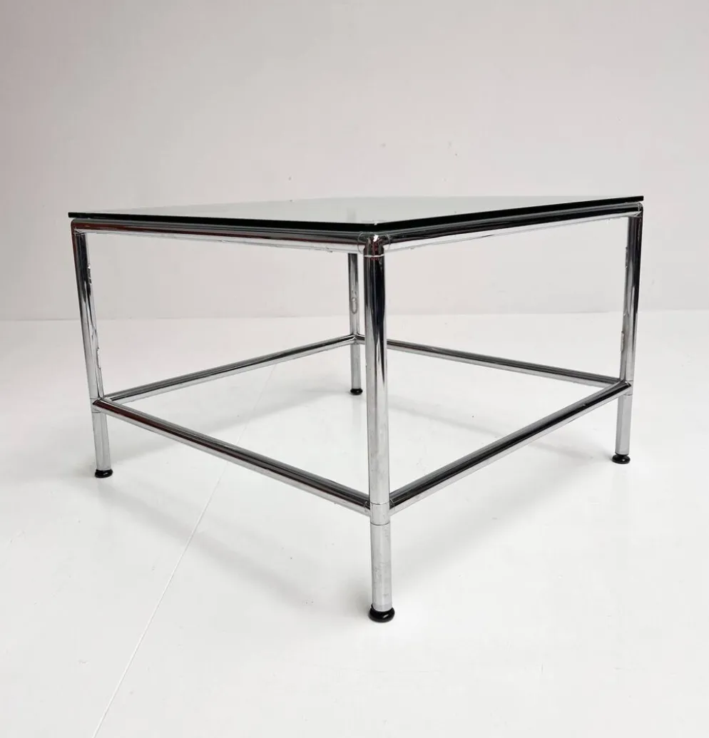 Table basse en verre carré 71 x 71 cm, années 1990