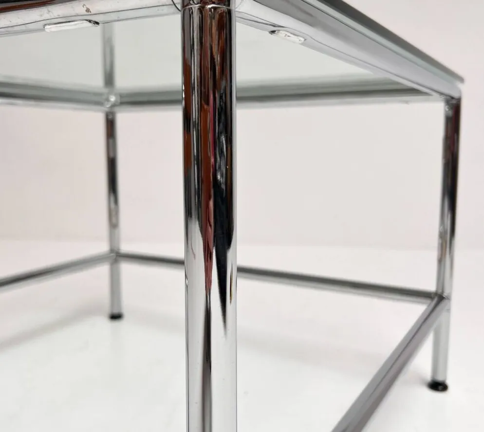 Table basse en verre carré 71 x 71 cm, années 1990