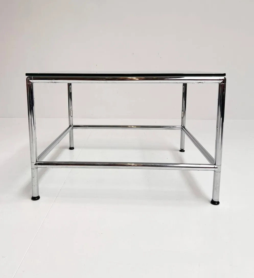 Table basse en verre carré 71 x 71 cm, années 1990